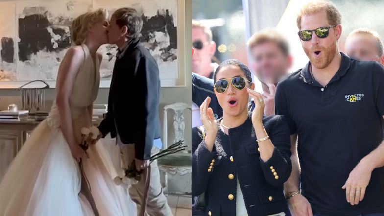 Książę Harry i Meghan Markle oklaskują Ellen DeGeneres i Portię de Rossi podczas odnowienia ich przysięgi małżeńskiej (ZDJĘCIA)