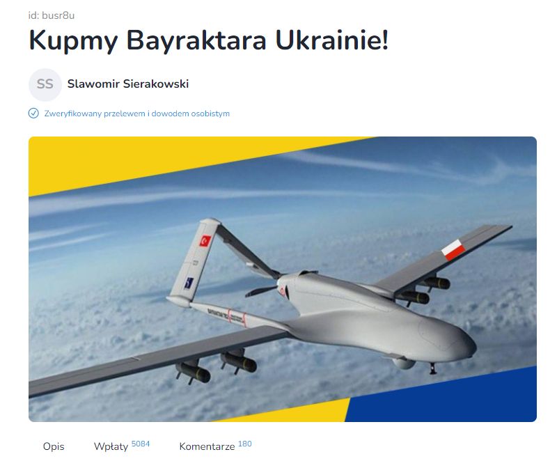 Polacy zbierają na drona Bayraktara dla Ukrainy