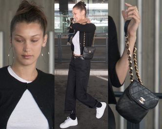 Zaspana Bella Hadid wymachuje torebeczką Chanel