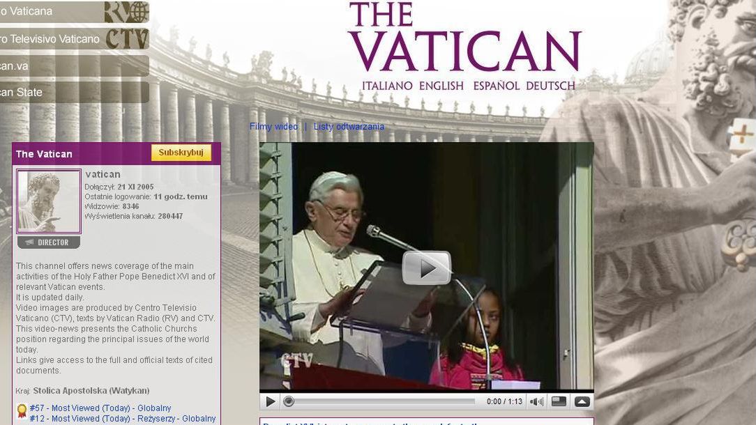Ruszył kanał watykański na YouTube 1