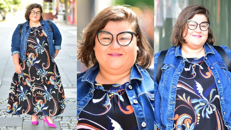 Dominika Gwit pozuje pod studiem "DDTVN"