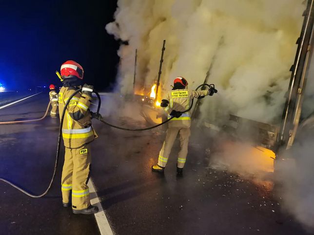 Pożar ciężarówki na autostradzie A4