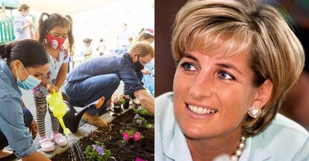 Meghan i Harry uczcili 23. rocznicę śmierci księżnej Diany, sadząc niezapominajki z przedszkolakami (ZDJĘCIA)