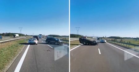 Poważny wypadek na S12. Doszło do zderzenia dwóch aut, jedno dachowało. Na miejscu lądował śmigłowiec LPR [WIDEO]