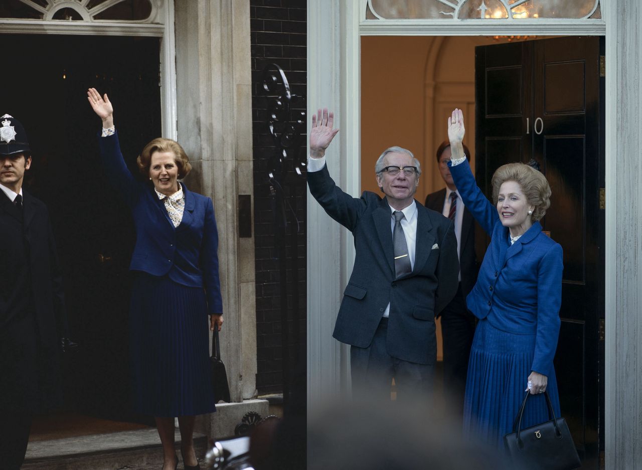 Margaret Thatcher została premierem Wielkiej Brytanii w 1979 roku, po prawej scena z "The Crown"