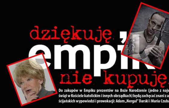 Klienci Empiku krytykują kampanię bożonarodzeniową z Nergalem i Czubaszek. „Nie ma mowy o bojkocie”