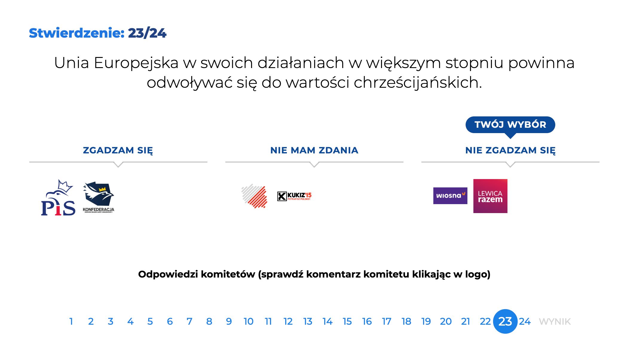 odpowiedzi komitetów wyborczych na pytanie 23