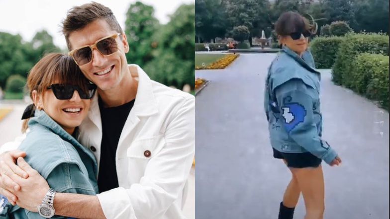 Anna i Robert Lewandowscy na spacerze