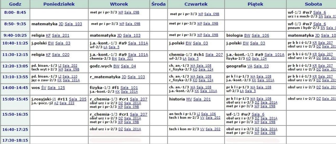 Plan lekcji opublikowany w wątku Threads 