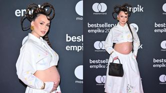 Fikuśnie uczesana Wersow eksponuje ciążowy brzuch na ściance Bestsellerów Empiku (ZDJĘCIA)