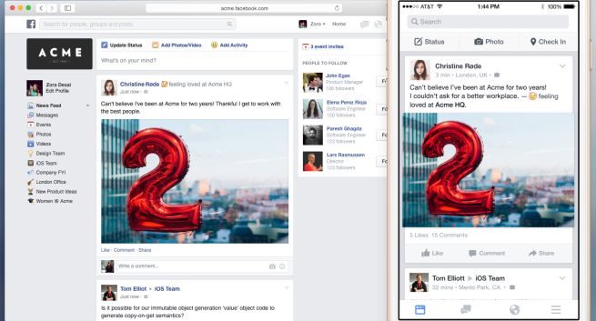 Facebook udostępnia aplikację mobilną Facebook at Work