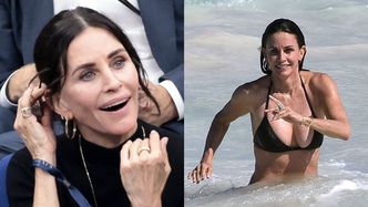 Courteney Cox i jej zjawiskowa figura oprawiona w czarne bikini zażywają orzeźwiającej kąpieli na Bahamach (ZDJĘCIA)