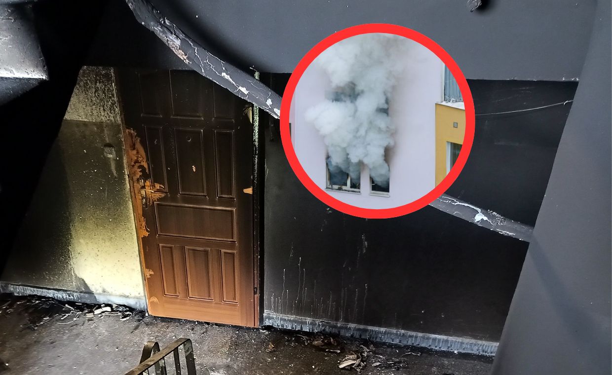 Pożar w bloku przt 