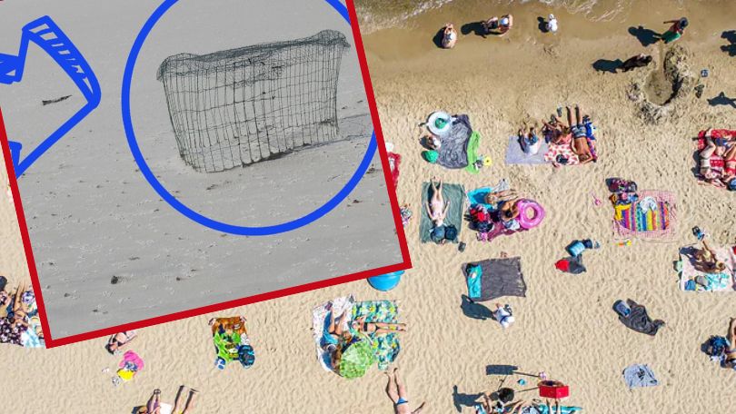 Ostrzeżenie dla plażowiczów. Nie zbliżajcie się do tego kosza
