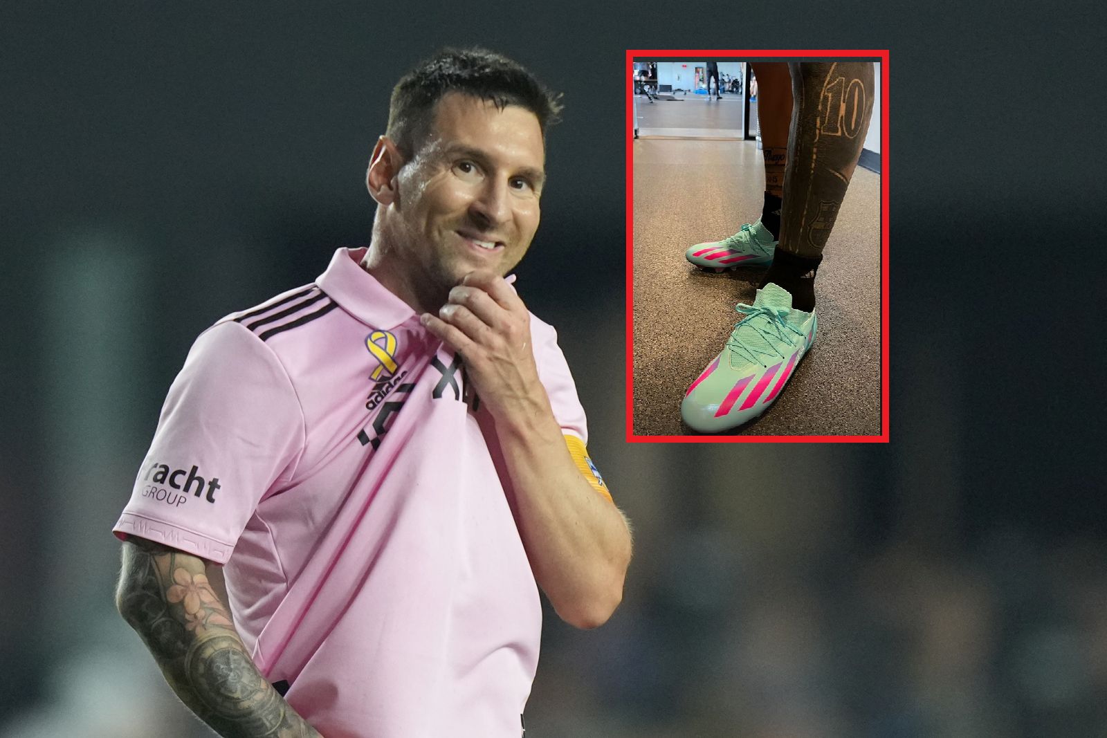 Na zdjęciu Leo Messi. W ramce piątkowe instastories Argentyńczyka.