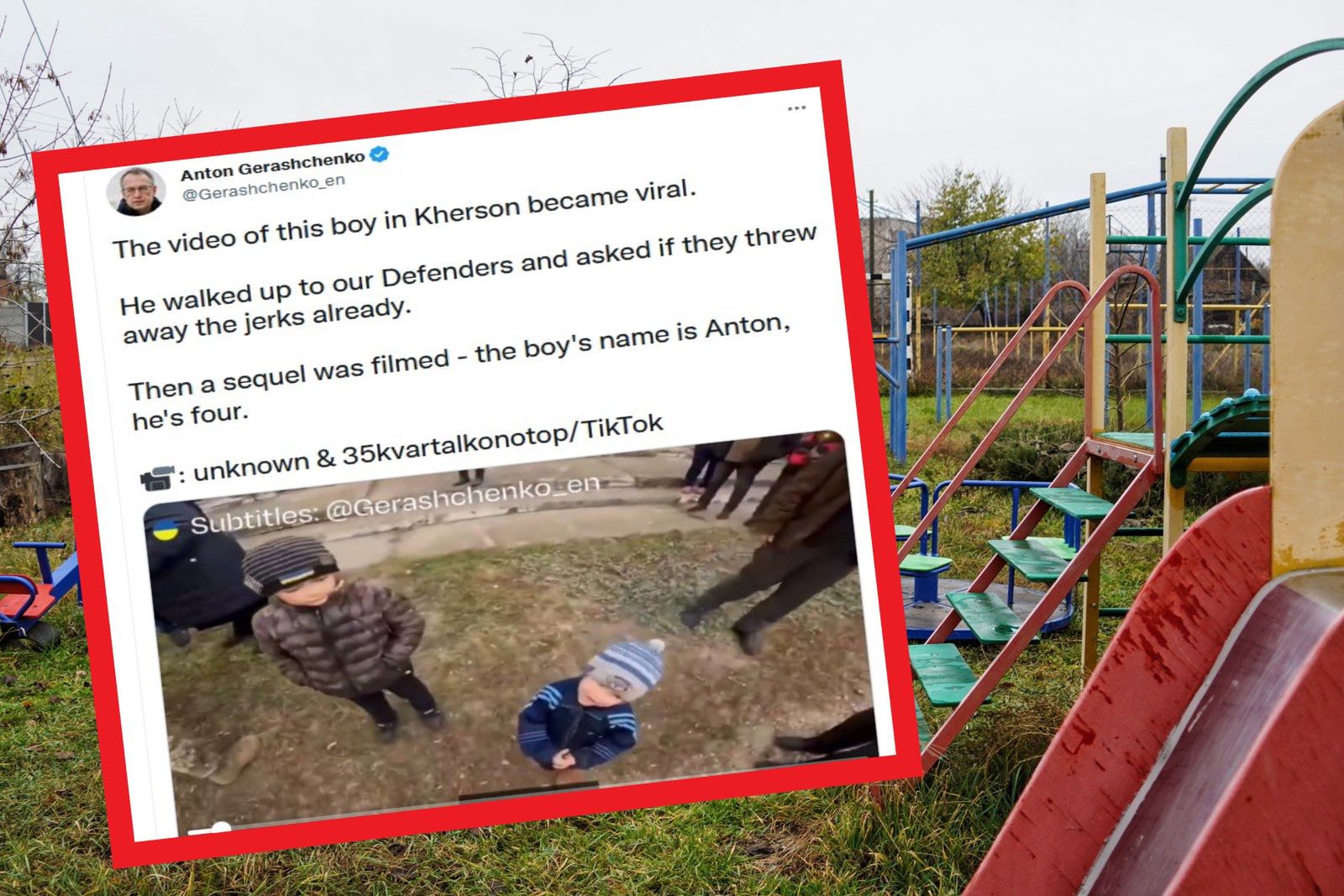 4-latek z Ukrainy zwrócił się do obrońców 
