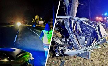 Auto z impetem uderzyło w drzewo. Jedna osoba nie żyje, dwie są ranne