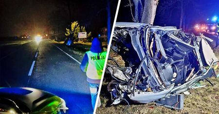 Auto z impetem uderzyło w drzewo. Jedna osoba nie żyje, dwie są ranne