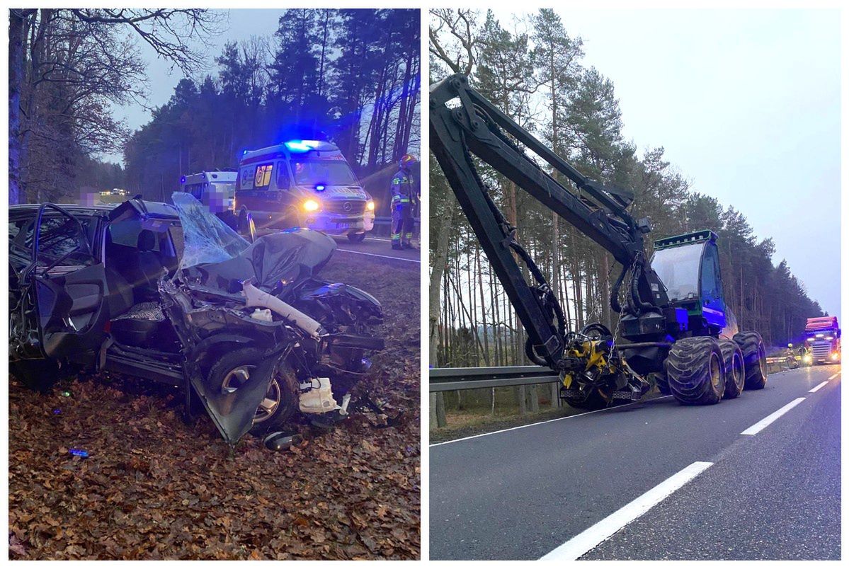 Poważny wypadek pod Bytowem. Dwie osoby trafiły do szpitala