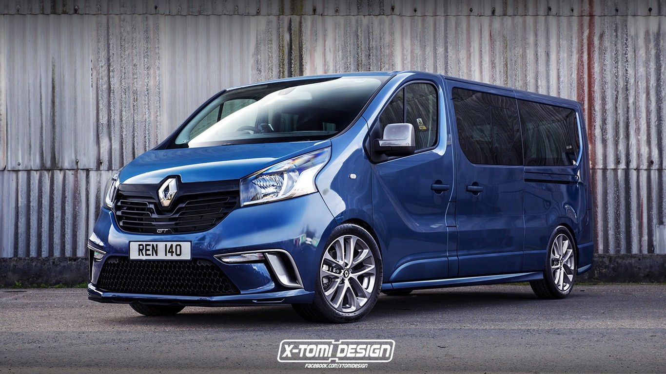 Ten sam samochód w wydaniu Renault. Tu w skromniejszej wersji GT, na przykład z jednostką 1.6 turbo z Megane 220. Tomi nie poszedł na całość i nie przygotował RS-a, choć i tak ten Trafic wygląda imponująco.