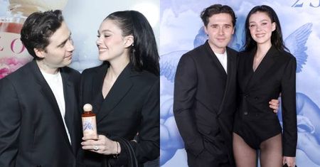 Roześmiana Nicola Peltz wdzięczy się na evencie w SAMYCH rajstopach i body u boku eleganckiego męża