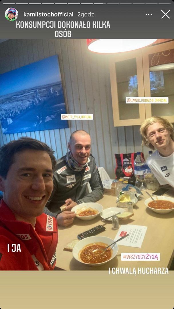 Kamil Stoch, Piotr Żyła i Dawid Kubacki (insta story Kamila Stocha)