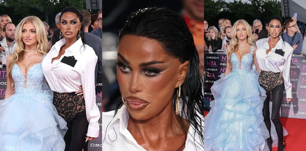 Wysmarowana samoopalaczem Katie Price prezentuje CAŁKOWICIE ODMIENIONE oblicze na gali z córką Princess u boku (ZDJĘCIA)