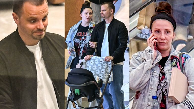 Marcin Hakiel i Dominika Serowska z synem na zakupach 