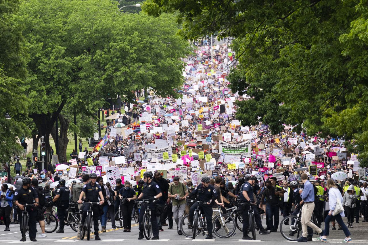 Protest w USA przeciwko przygotowywanej przez Sąd Najwyższy zmianie prawa aborcyjnego, 14.05.2022 r. 