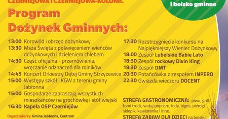 Dożynki Gminy Jabłonna 2019 – program wydarzenia