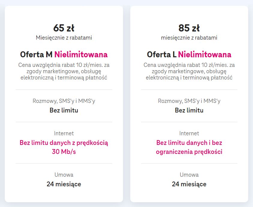 Abonamenty M i L w T-Mobile