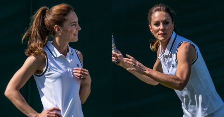 Rzadki widok. Kate Middleton w MINI wywija na korcie tenisowym u boku Rogera Federera (ZDJĘCIA)