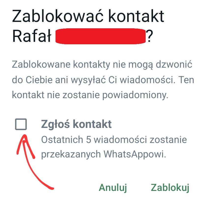 Blokowanie kontaktu w WhatsAppie