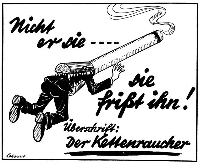 Niemiecki rysunek propagndowy. Naziści usiłowali walczyć z paleniem