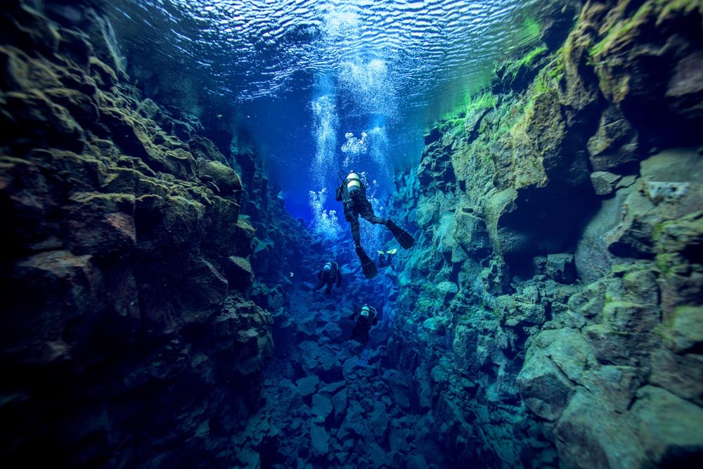 Diving in Silfra in Iceland