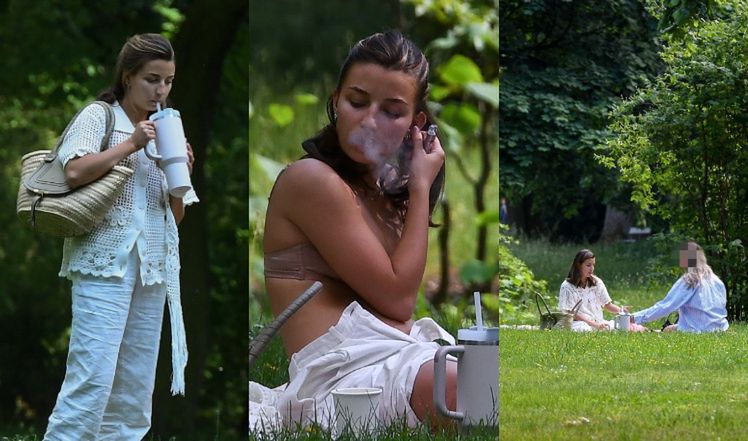 Julia Wieniawa relaksuje się w parku