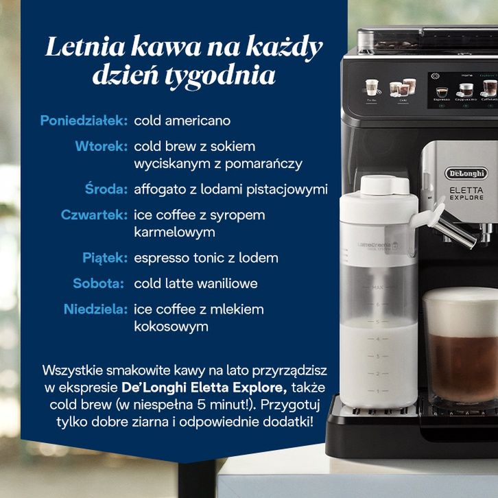 Letnia kawa na każdy dzień tygodnia - infografika. 