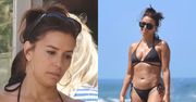 Eva Longoria w skąpym bikini i bez makijażu beztrosko spaceruje po plaży w Marbelli (ZDJĘCIA)