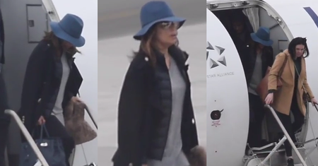 Eva Longoria wysiada z samolotu w Poznaniu