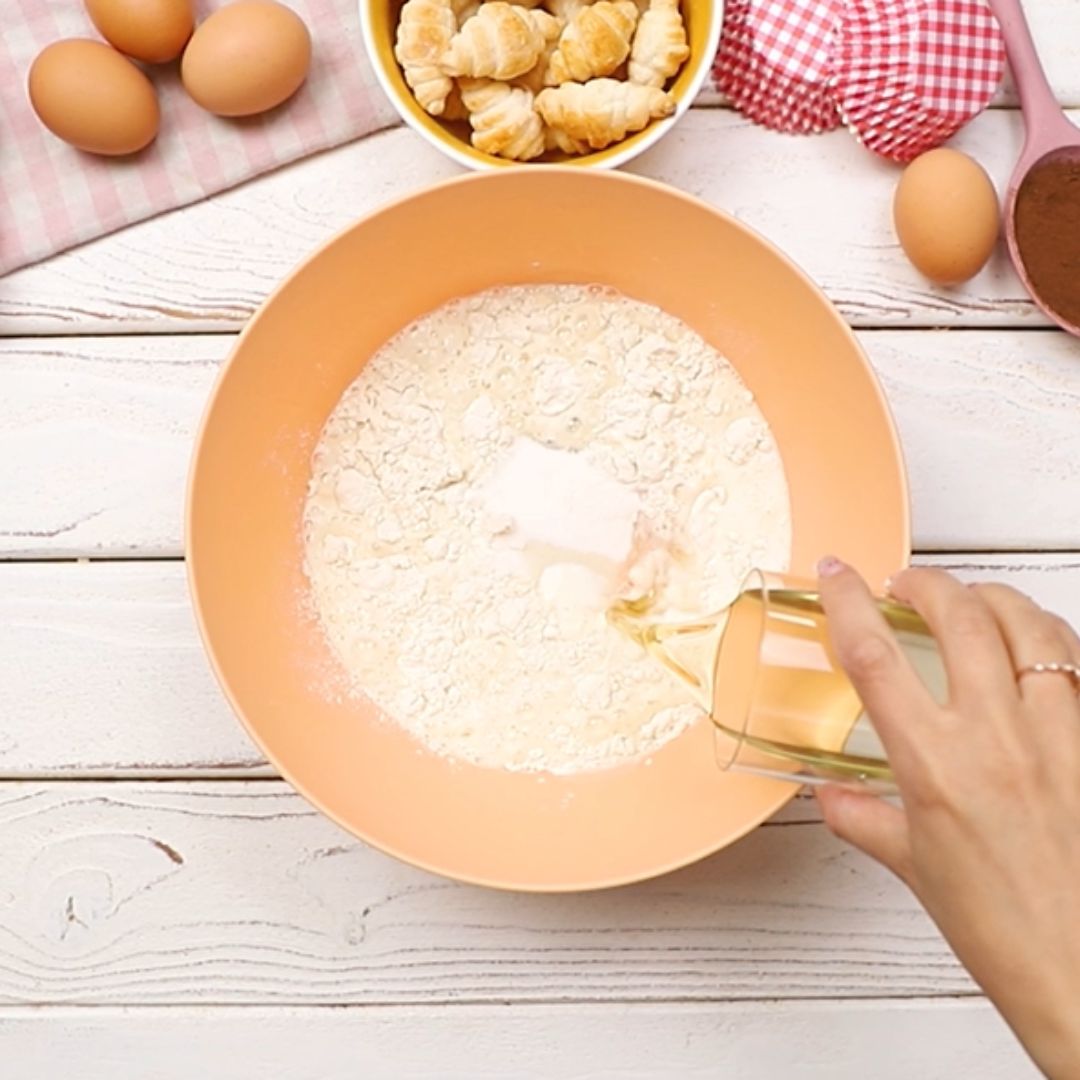 First, I prepare the waffle batter.