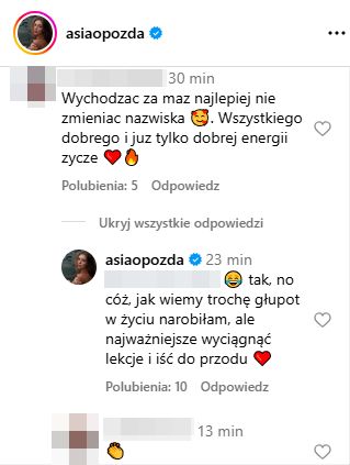 Joanna Opozda odpowiada na komentarz
