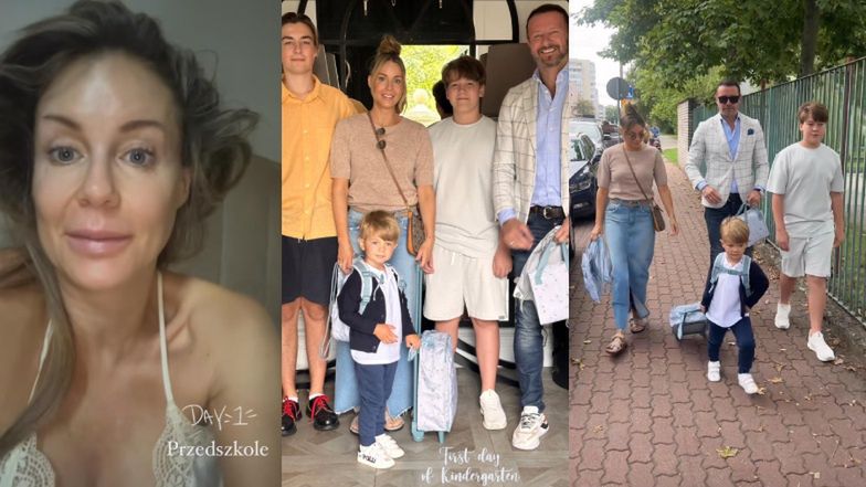 Obładowany tobołkami Henryk w asyście całej rodziny zmierza do PRZEDSZKOLA