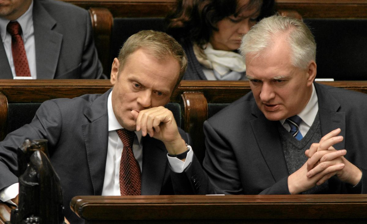 Donald Tusk i Jarosław Gowin w Sejmie