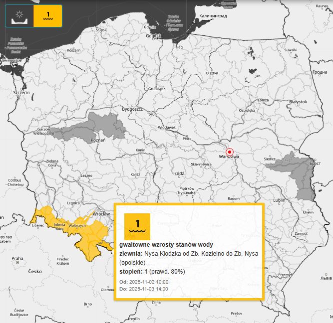 Gwałtowne wzrosty stanów wody 