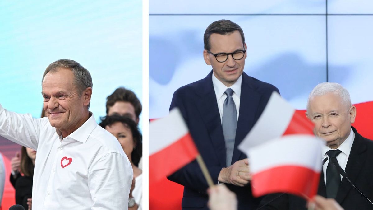 Donald Tusk, Mateusz Morawiecki i Jarosław Kaczyński