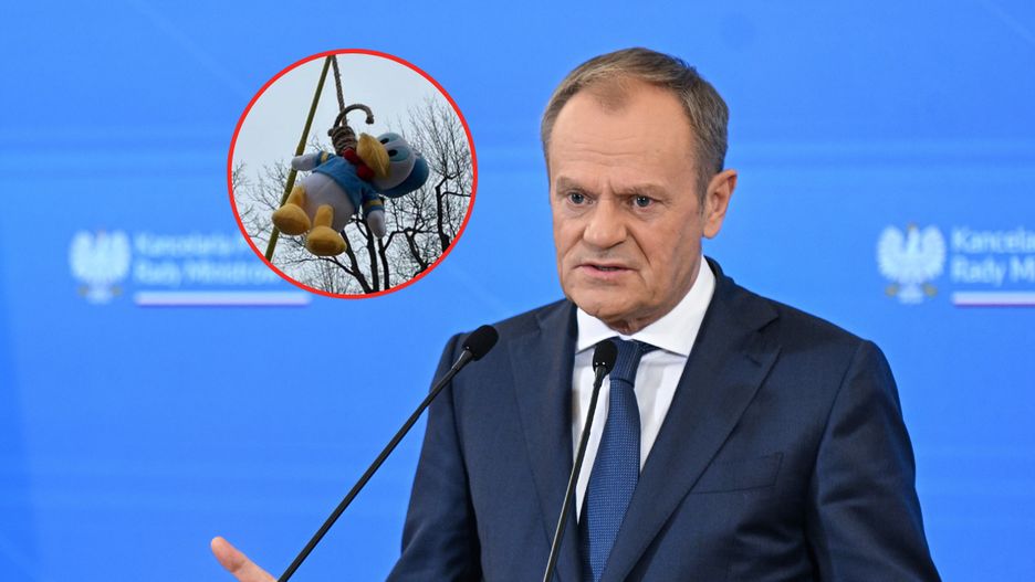 Tusk komentuje "powieszenie" Kaczora Donalda