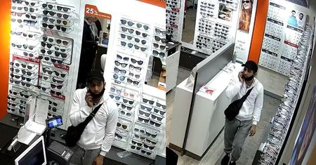 Zdjął zabezpieczenia, włożył markowe okulary do torby i wyszedł ze sklepu