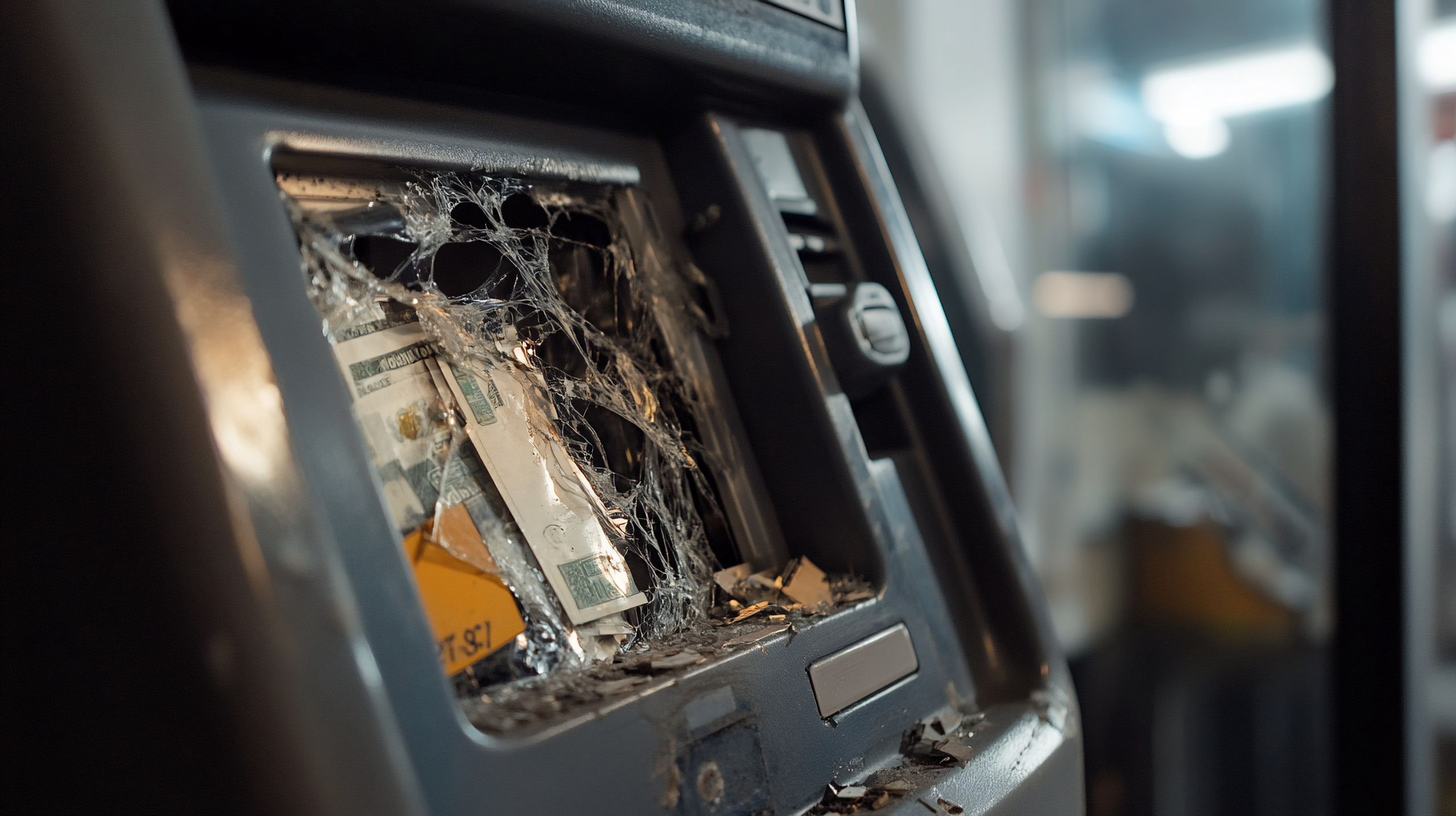 Shattered ATM: Cash and Glass
A vandalized ATM with a shattered screen and scattered cash. Evidence of a robbery or vandalism.
atm, broken, damaged, destroyed, cash, money, glass, shattered, screen, machine, robbery, theft, crime, violence, security, risk, loss, damage, wreckage, ruined, cracked, smashed, financial, crisis, illegal, criminal, incident, emergency, police, investigation, forensics, evidence, scene, disorder, chaos, destruction, bank, atm, broken, damaged, destroyed, cash, money, glass, shattered, screen, machine, robbery, theft, crime, violence, security, risk, loss, damage, wreckage, ruined, cracked, smashed, financial, crisis, illegal, criminal, incident, emergency, police, investigation, forensics, evidence, scene, disorder, chaos, destruction, bank