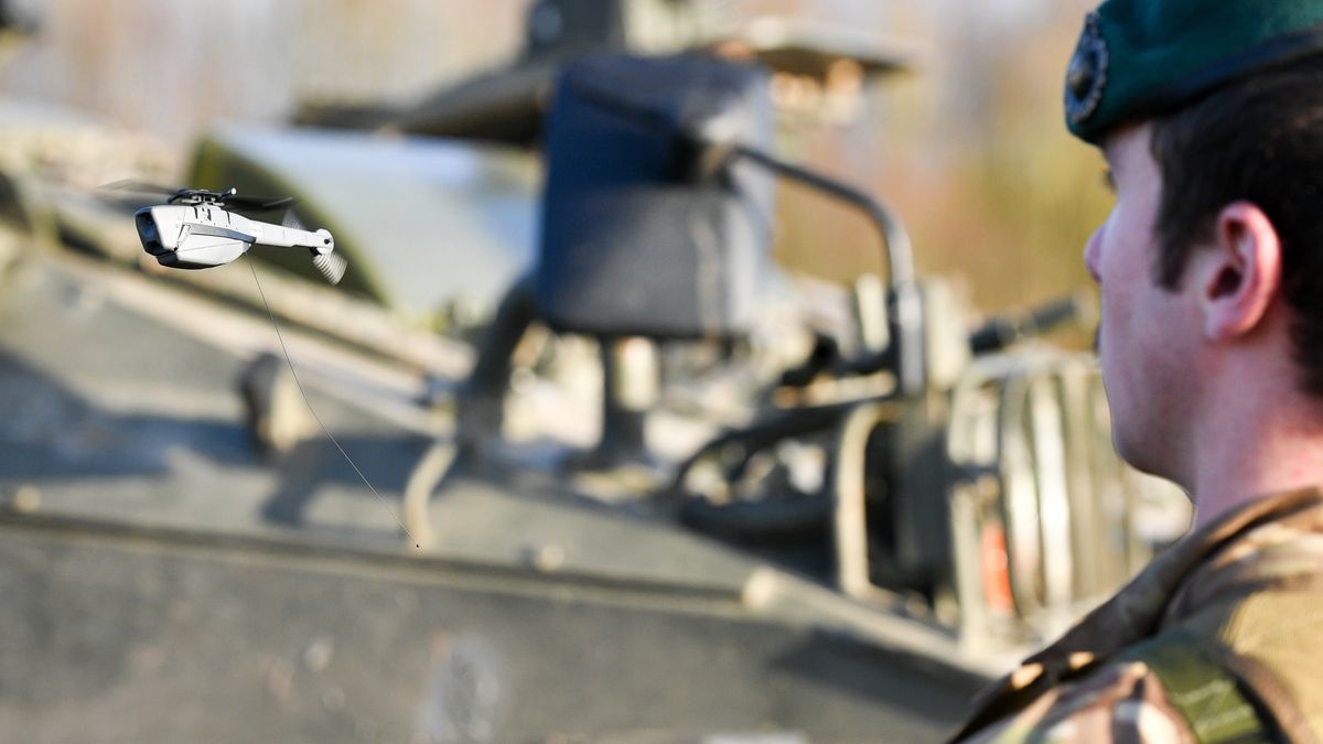 Autonomous Warrior 18 exercise
STANDALONE PHOTO A soldier operates a Black Hornet camera-equipped drone on Salisbury Plain during exercise Autonomous Warrior 18, where military personnel, government departments and industry partners are taking part in Exercise Autonomous Warrior, working with NATO allies in a groundbreaking exercise to understand how the military can exploit technology in robotic and autonomous situations. (Photo by Ben Birchall/PA Images via Getty Images)
Ben Birchall - PA Images