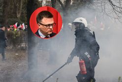 "Zawodowi zadymiarze". Hołownia o incydentach na proteście rolników